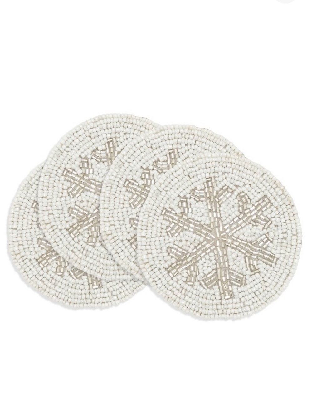4/$10 - Saro Lifestyle 4” Snowflake Beaded Coasters - Set of 4
